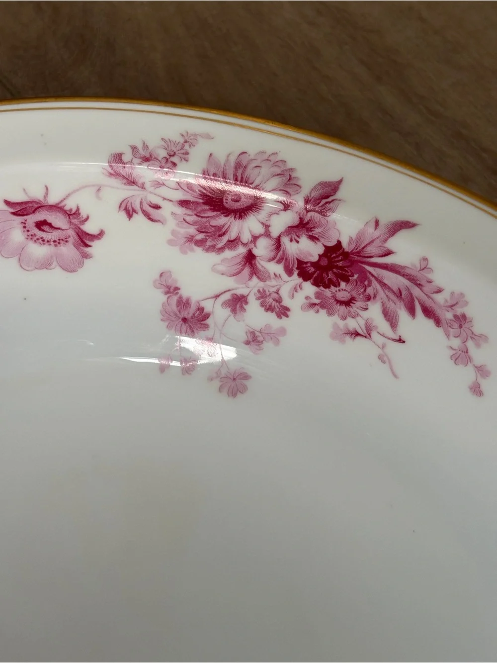 Noritake Vintage Pink Chrysanthemum China Japan Serving Bowl Dish Gold Trim